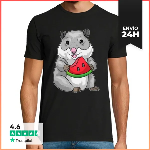 Camiseta Hombre Clásica Hámster Sandía LaTostadora
