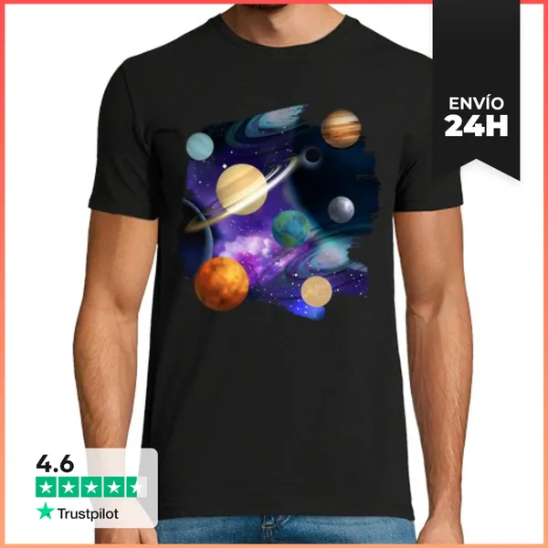 Camiseta Hombre Clásica Espacio Exterior Del Sistema Solar