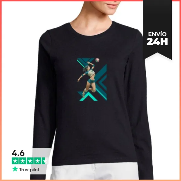 Camiseta Mujer Manga Larga Voleibol Opuesto Atacante Opuesto