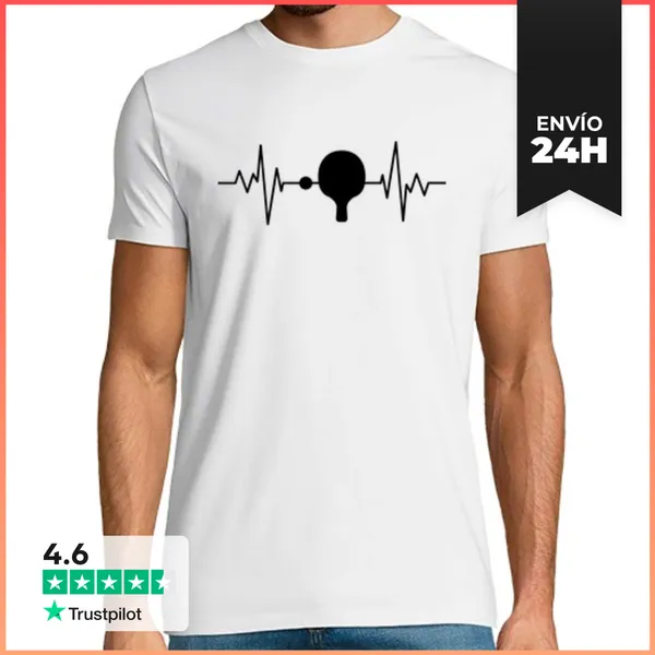 Camiseta Hombre Clásica Latido Del Corazón De Ping Pong