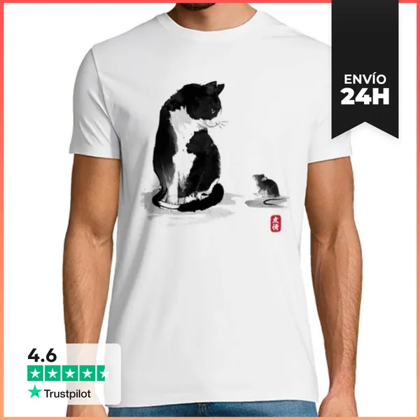 Camiseta Hombre Clásica The Cat An The Little Mouse LaTostadora