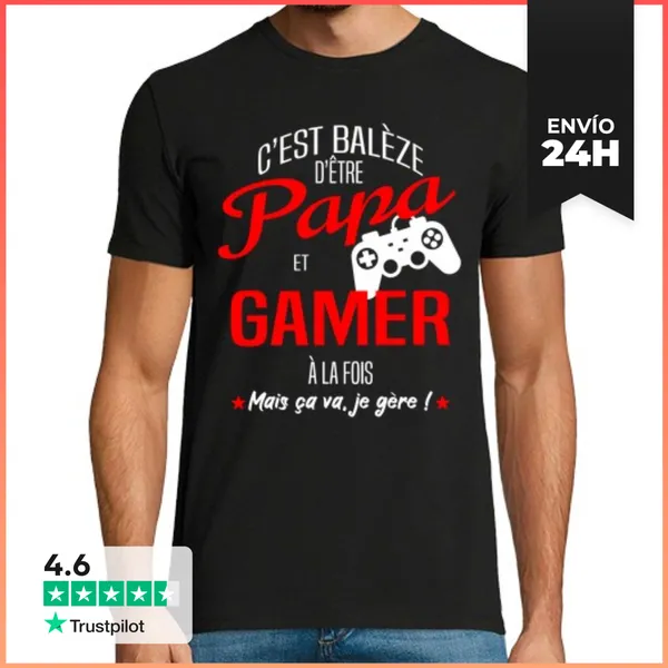 Camiseta Hombre Clásica Papá Jugador Friki Y Regalo De Humor