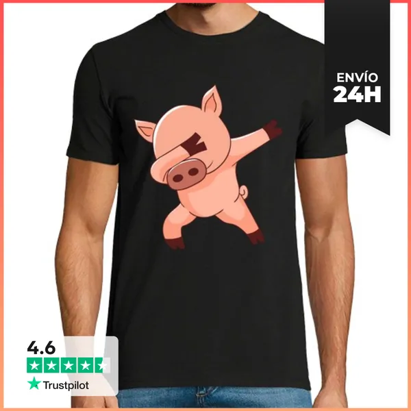 Camiseta Hombre Clásica Dabbing Dance Cerdo LaTostadora