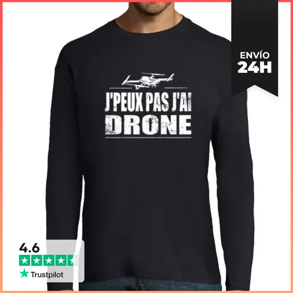 Camiseta Hombre Manga Larga No Puedo Tener Drone LaTostadora