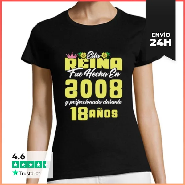 Camiseta Mujer Clásica 18 Años Regalo De Cumpleaños Chica Hecha