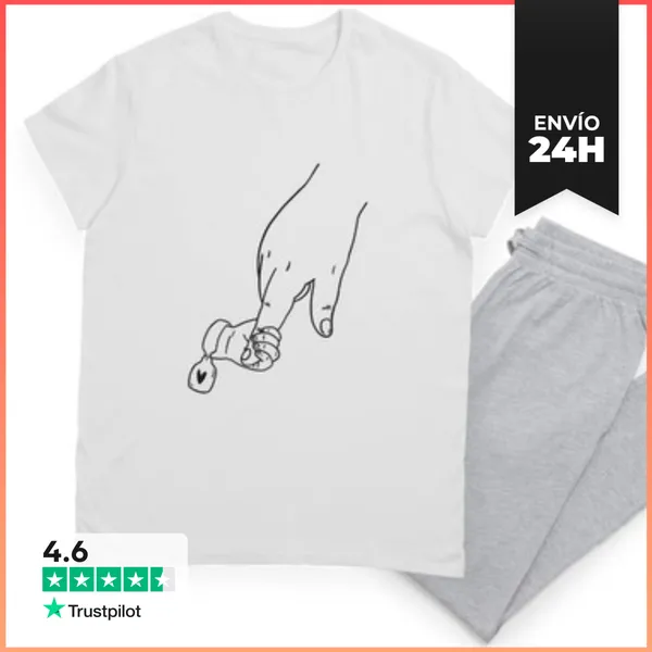 Pijama Niño De La Mano, Padre, Madre, Ternura Romántica,