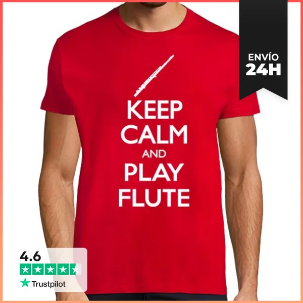 Camiseta Hombre Clásica Keep Calm And Flute LaTostadora