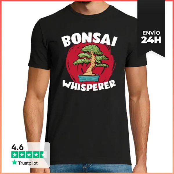 Camiseta Hombre Clásica Bonsai Whisperer Funny Japanese Gardening