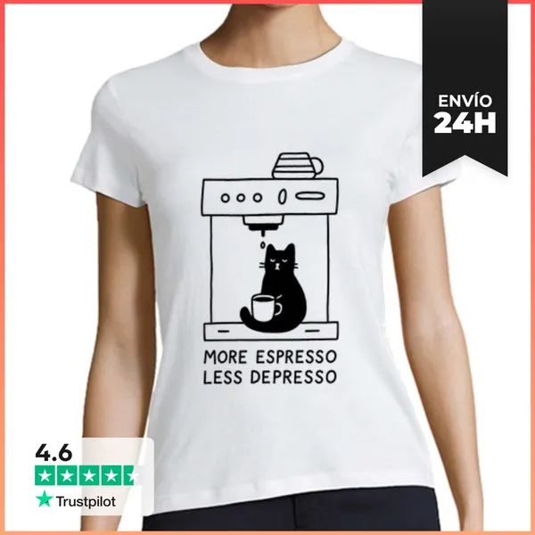 Camiseta Mujer Clásica More Espresso Less Depresso Camiseta Mujer