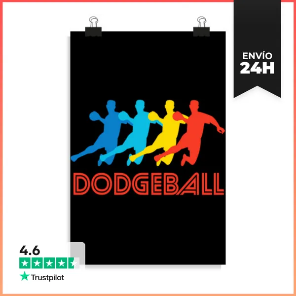 Póster Vertical Jugador De Dodgeball Arte Pop Retro LaTostadora