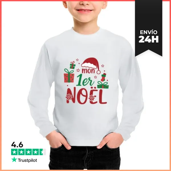 Camiseta Manga Larga Para Niños Cuerpo Bebé Navidad Mi Primera