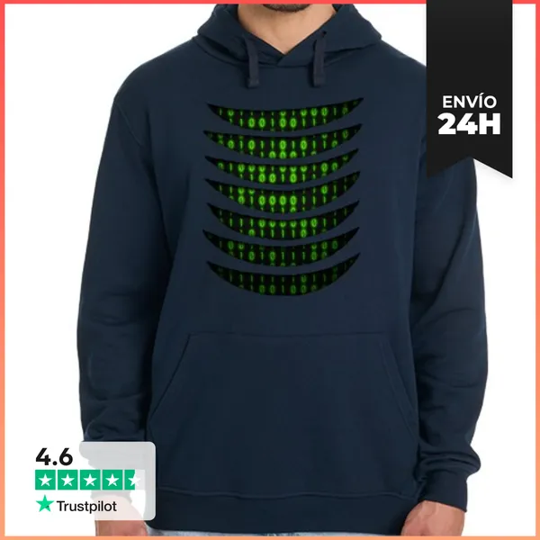 Sudadera Unisex Con Capucha Binary Code Inside LaTostadora