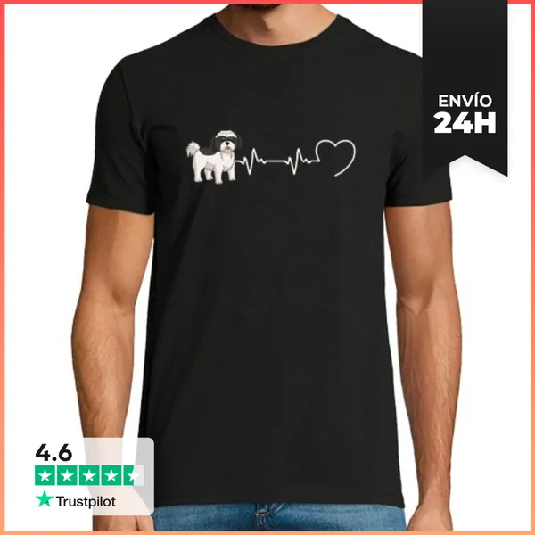 Camiseta Hombre Clásica Shih Tzu Mujer Humor Latido Del Corazón