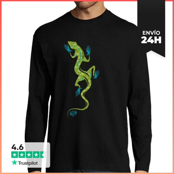 Camiseta Hombre Manga Larga LAGARTIJA ESCHER LaTostadora