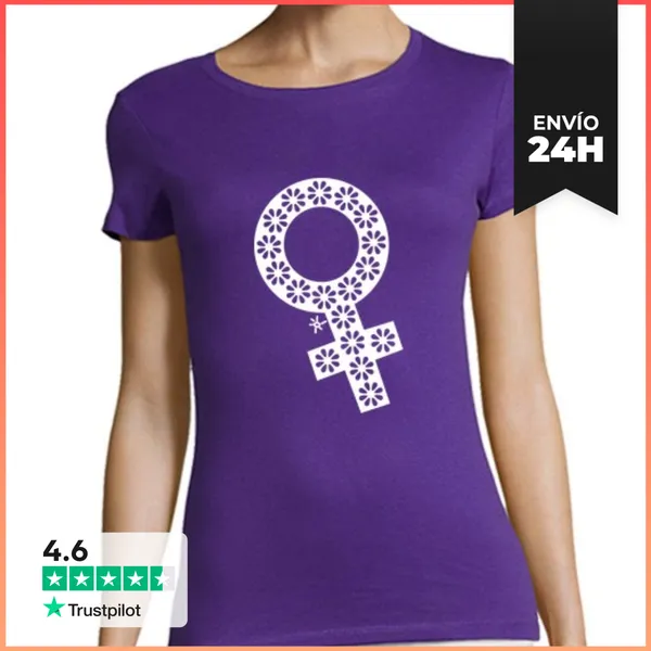 Camiseta Mujer Clásica SIMBOLO MUJER FLORES LaTostadora