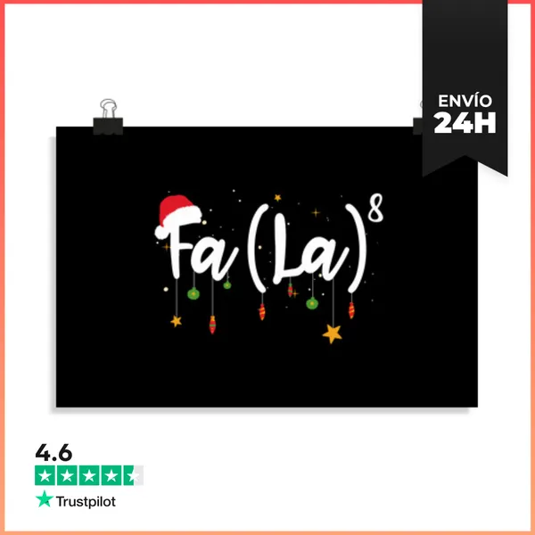 Póster Horizontal Fa La8 Divertido Navidad Santa Fa La
