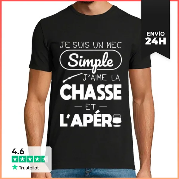 Camiseta Hombre Clásica Chico Sencillo Le Gusta La Caza Y El Ap