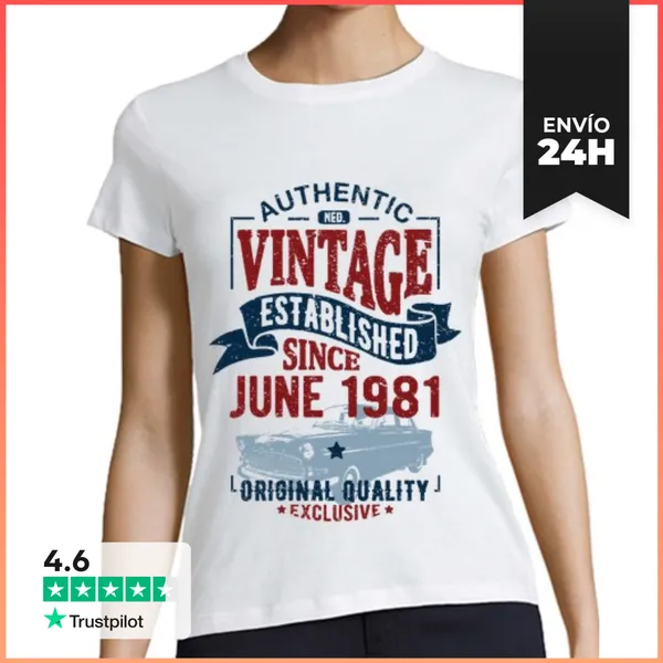 Camiseta Mujer Clásica Vintage Desde Junio De 1981 LaTostadora