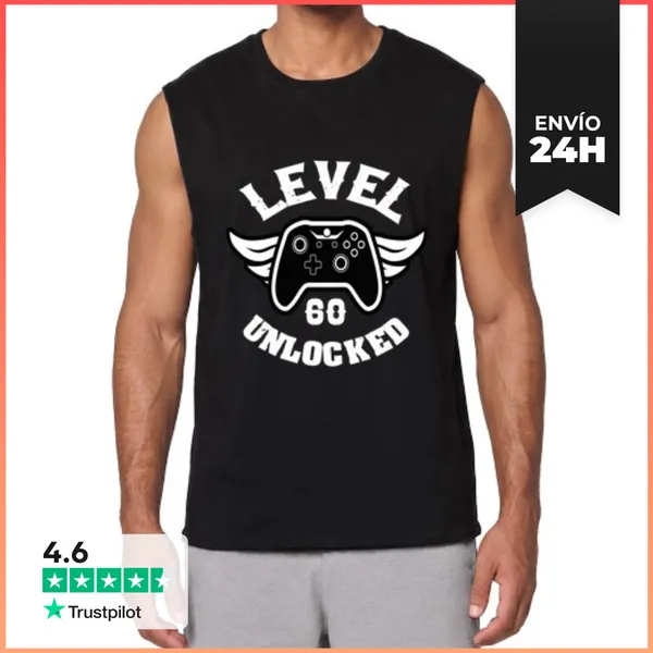 Camiseta Sin Mangas Nivel 60 Desbloqueado 60 Cumpleaños