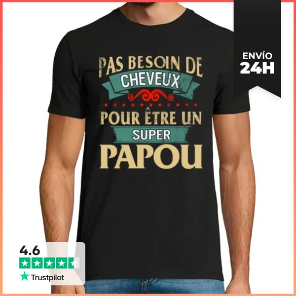 Camiseta Hombre Clásica Camiseta Papuana Sin Pelo Super Abuelo