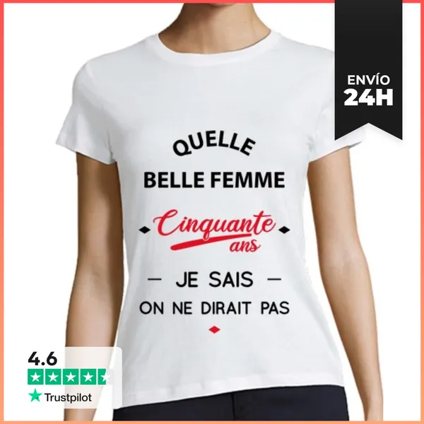 Camiseta Mujer Clásica 50 Años De Aniversario - Mujer Hermosa