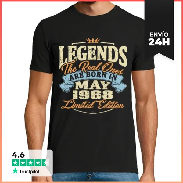 Camiseta Hombre Clásica Nacido En Mayo De 1968 LaTostadora