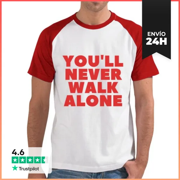 Camiseta Hombre, Estilo Béisbol Nunca Caminarás Solo Camiseta De