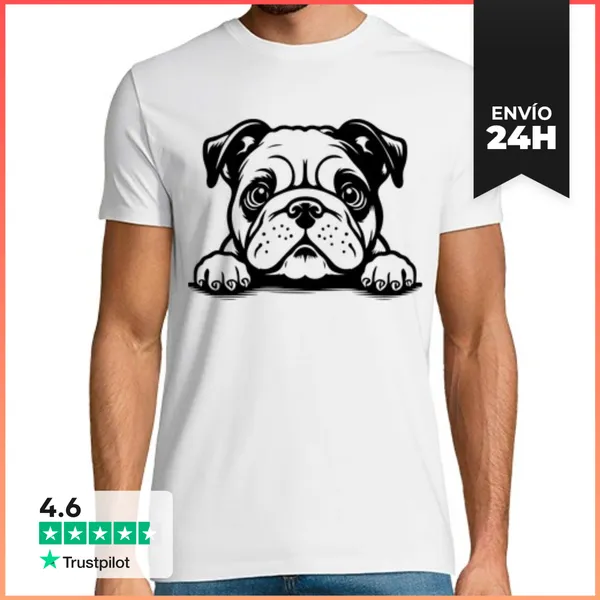 Camiseta Hombre Clásica Exageración Del Bulldog Francés A La Mo