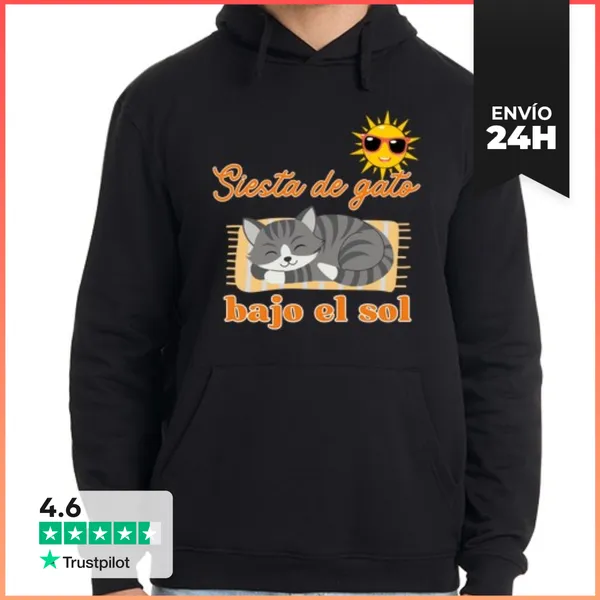 Sudadera Unisex Con Capucha Siesta De Gato Bajo El Sol