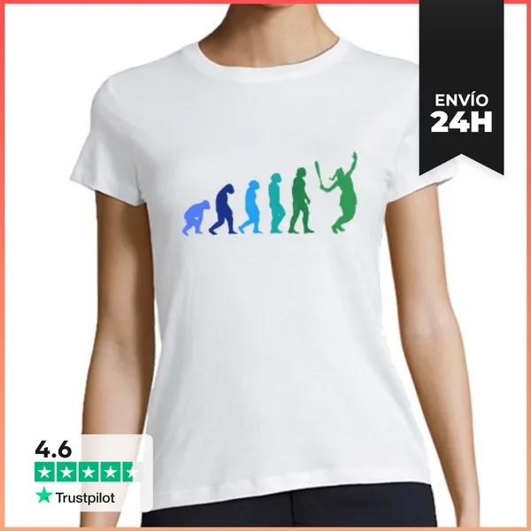 Camiseta Mujer Clásica Jugando Al Pádel Evolución De Los