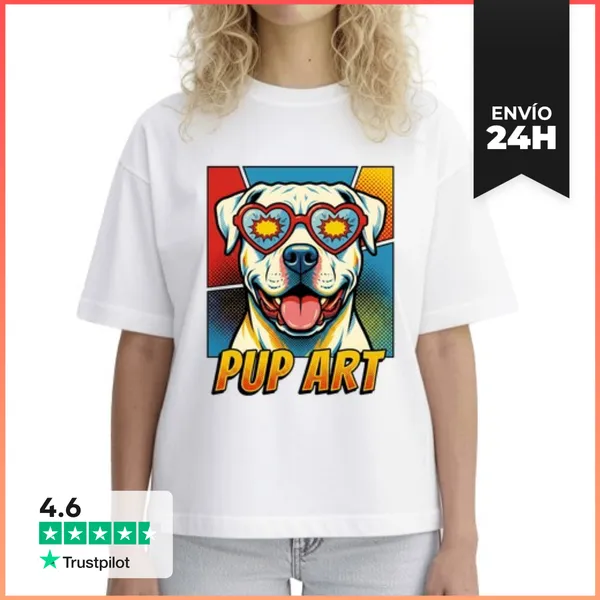 Camiseta Mujer Boxy Perro Argentino Pop Art Retro LaTostadora