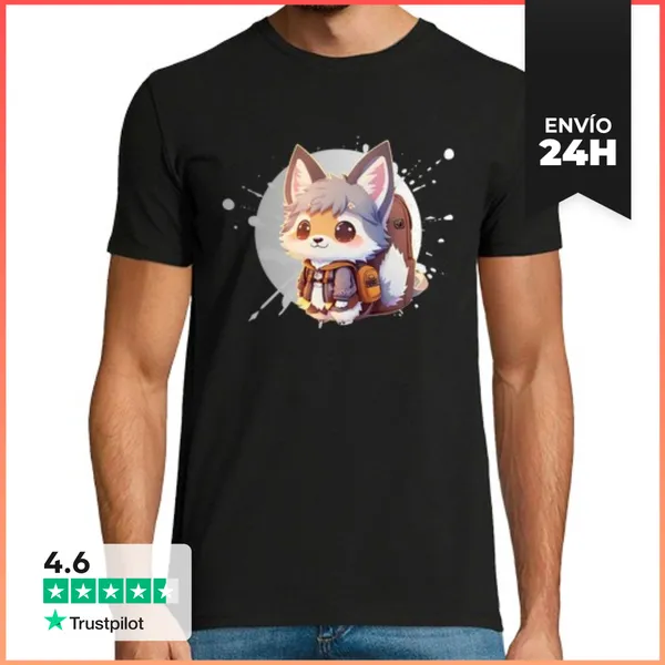 Camiseta Hombre Clásica Lindo Kawaii Chibi Zorro LaTostadora