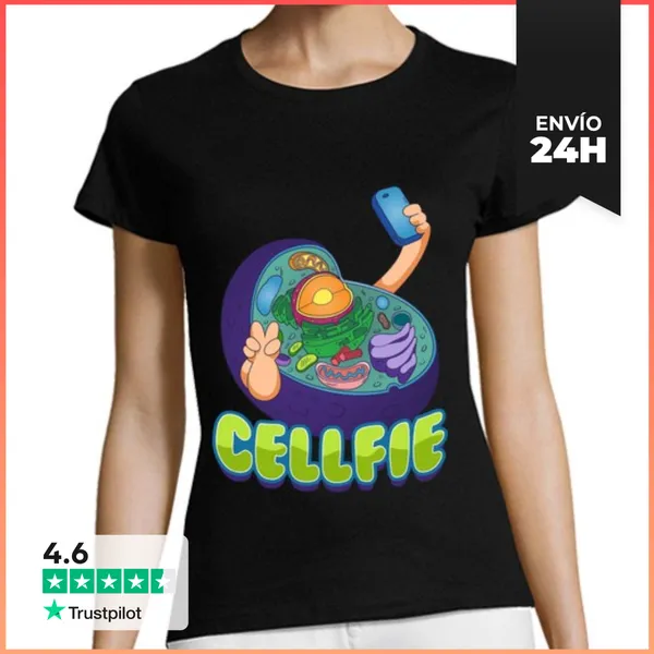 Camiseta Mujer Clásica Cellfie Célula Selfie Biología Ciencia