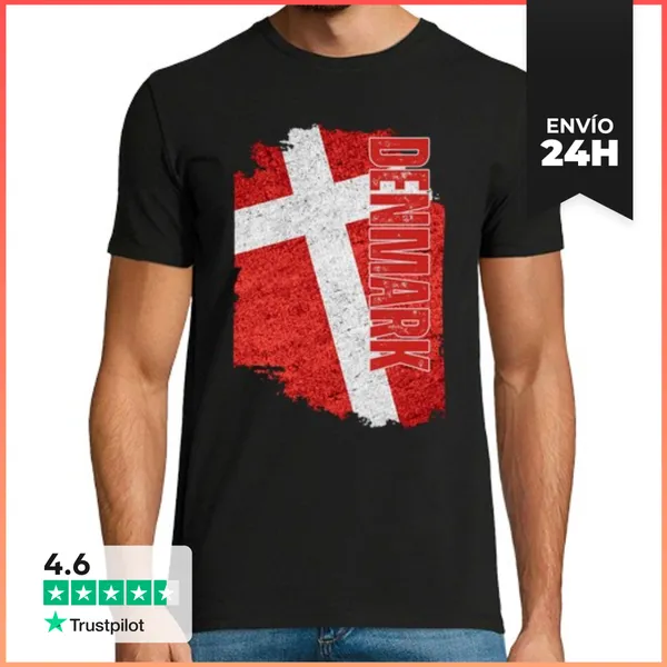 Camiseta Hombre Clásica Bandera De Dinamarca, Orgullo Danés