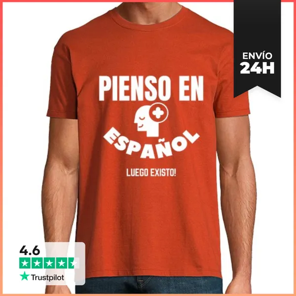 Camiseta Hombre Clásica Pienso En Español Luego Existo