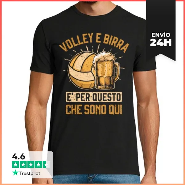 Camiseta Hombre Clásica Voleibol Y Cerveza De Voleibol De Playa