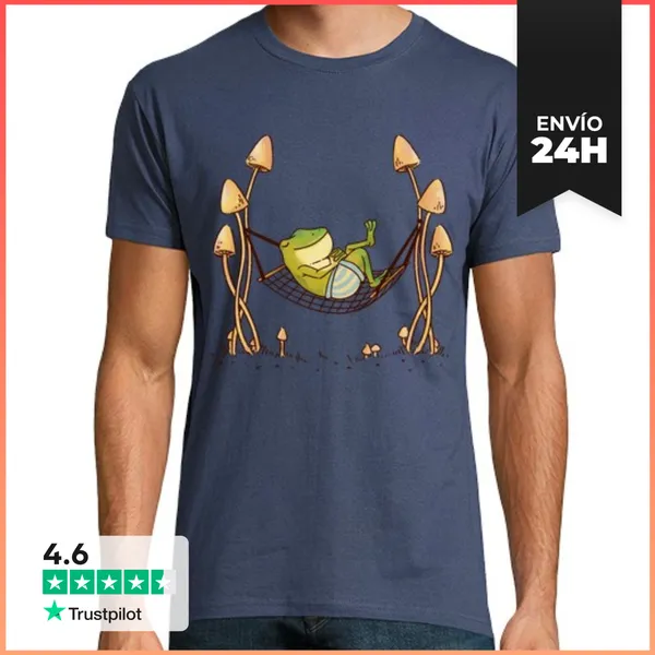 Camiseta Hombre Clásica Rana En Una Hamaca Cottagecore