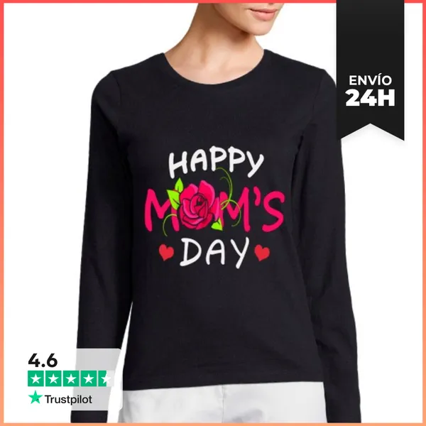 Camiseta Mujer Manga Larga Feliz Día De Las Madres 2022