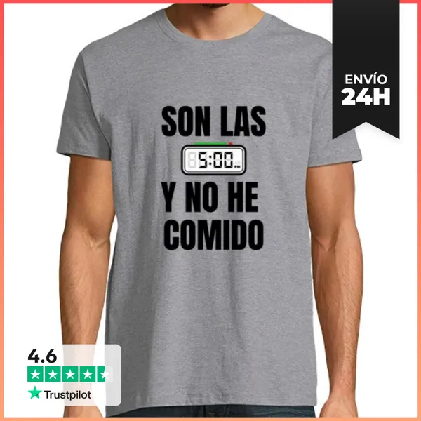 Camiseta Hombre Clásica Camiseta Son Las 5 Y No He Comido