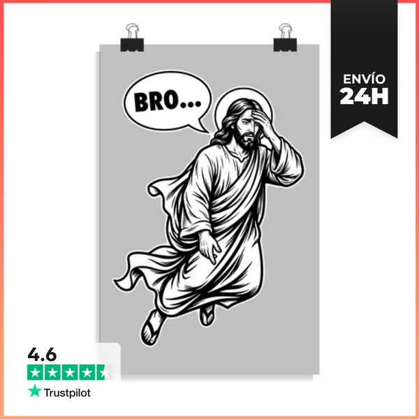 Póster Vertical Cara De Jesús Facepalm Sátira - Meme De Reacción
