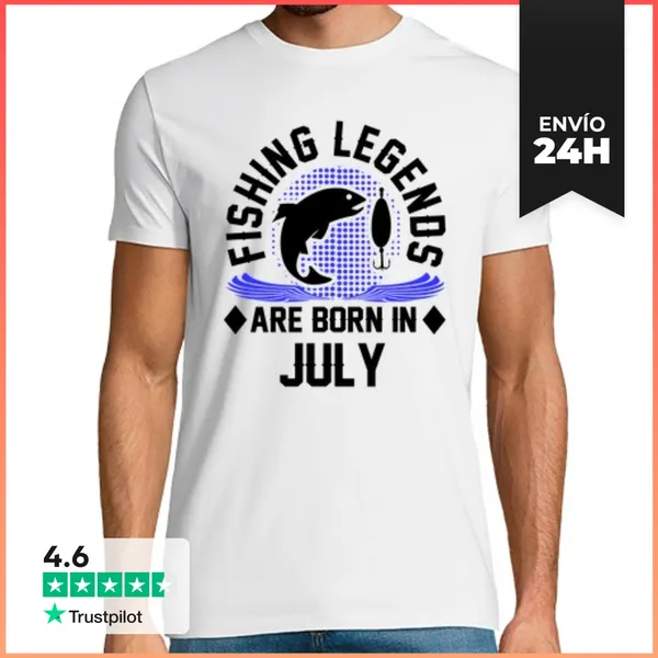 Camiseta Hombre Clásica Las Leyendas De La Pesca Nacen En Julio