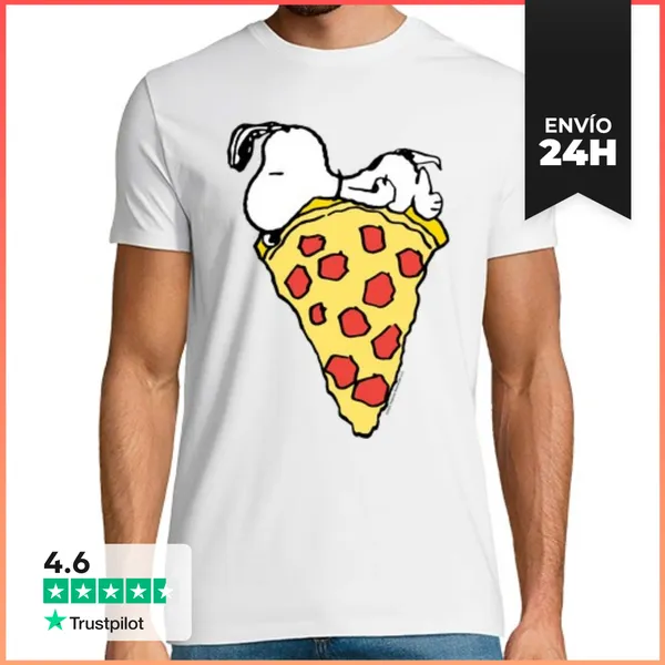 Camiseta Hombre Clásica Snoopy Casa Es Pizza Vintage LaTostadora