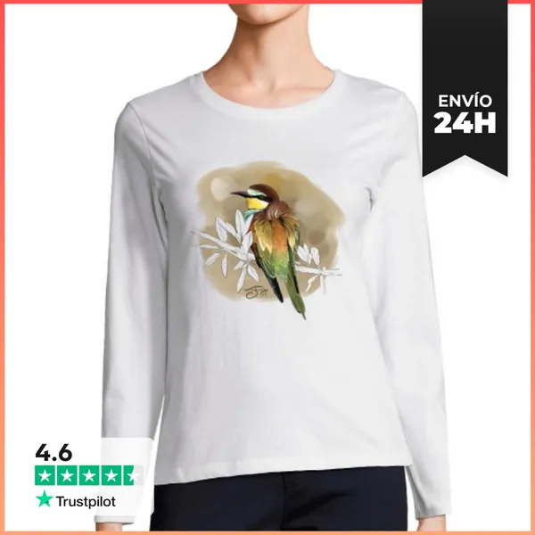 Camiseta Mujer Manga Larga Abejaruco Europeo 1 LaTostadora