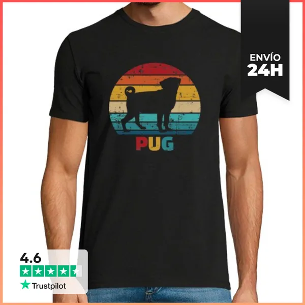 Camiseta Hombre Clásica Pug Vintage LaTostadora