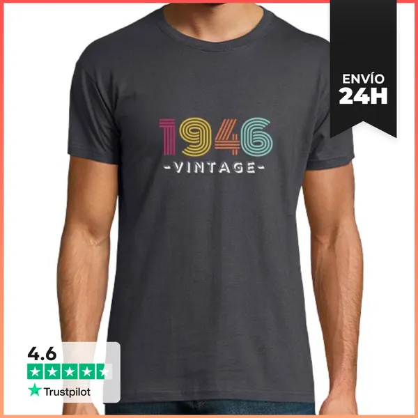 Camiseta Hombre Clásica Vintage 1946 - Cumpleaños 1946