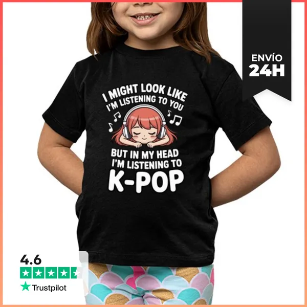 Camiseta Clásica Para Niños Escuchando K Pop Música Coreana