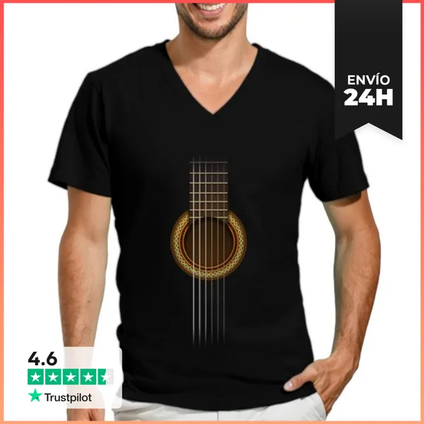 Camiseta Hombre, Cuello Pico Guitarra Total LaTostadora