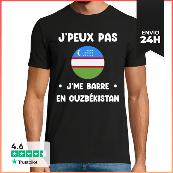 Camiseta Hombre Clásica No Puedo Me Voy A Uzbekistán LaTostadora