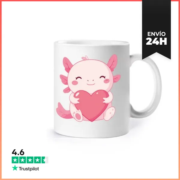 Taza Ajolote Kawaii Con Corazón LaTostadora