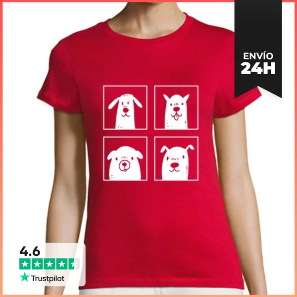 Camiseta Mujer Clásica Cuatro Perros Felices LaTostadora